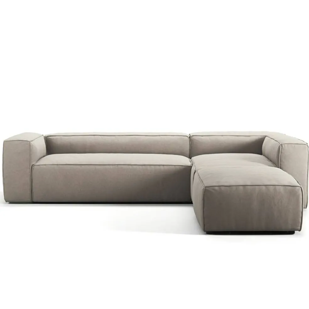 Grand 4-Sitssoffa Divan Höger öppet avslut Minetyg, Sandshell Beige