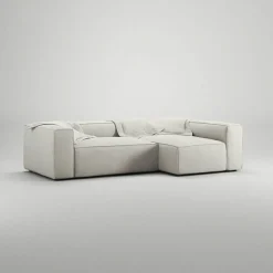 Grand 3-Sitssoffa Divan Höger Minetyg, Moon White