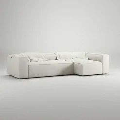 Grand 4-Sitssoffa Divan Höger Bouclétyg, Steam White