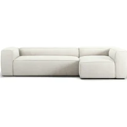 Grand 4-Sitssoffa Divan Höger Bouclétyg, Steam White