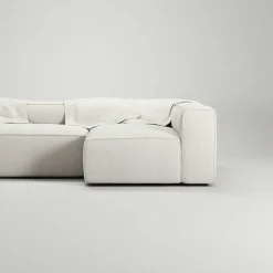 Grand 4-Sitssoffa Divan Höger Bouclétyg, Steam White