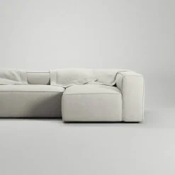 Grand 4-Sitssoffa Divan Höger Minetyg, Moon White