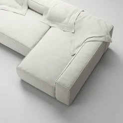 Grand 4-Sitssoffa Divan Höger Minetyg, Moon White