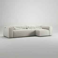 Grand 4-Sitssoffa Divan Höger Minetyg, Moon White