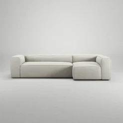 Grand 4-Sitssoffa Divan Höger Minetyg, Moon White