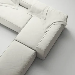 Grand 4-Sitssoffa Divan Höger öppet avslut Minetyg, Moon White
