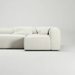 Grand 4-Sitssoffa Divan Höger Med Fåtölj Bouclétyg, Steam White