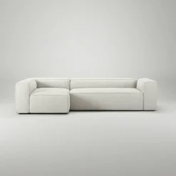 Grand 4-Sitssoffa Divan Vänster Bouclétyg, Steam White