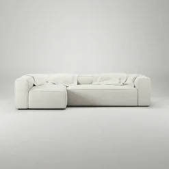 Grand 4-Sitssoffa Divan Vänster Bouclétyg, Steam White