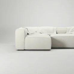 Grand 4-Sitssoffa Divan Vänster Bouclétyg, Steam White