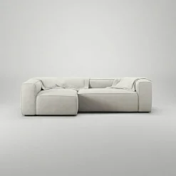 Grand 3-Sitssoffa Divan Vänster Minetyg, Moon White