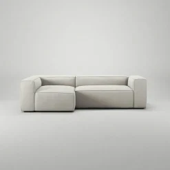 Grand 3-Sitssoffa Divan Vänster Minetyg, Moon White