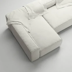 Grand 4-Sitssoffa Divan Vänster Minetyg, Moon White