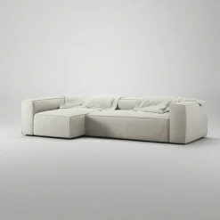 Grand 4-Sitssoffa Divan Vänster Minetyg, Moon White