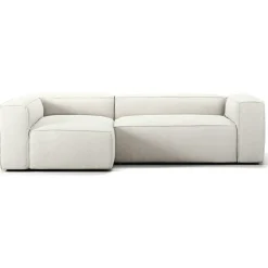 Grand 3-Sitssoffa Divan Vänster Bouclétyg, Steam White