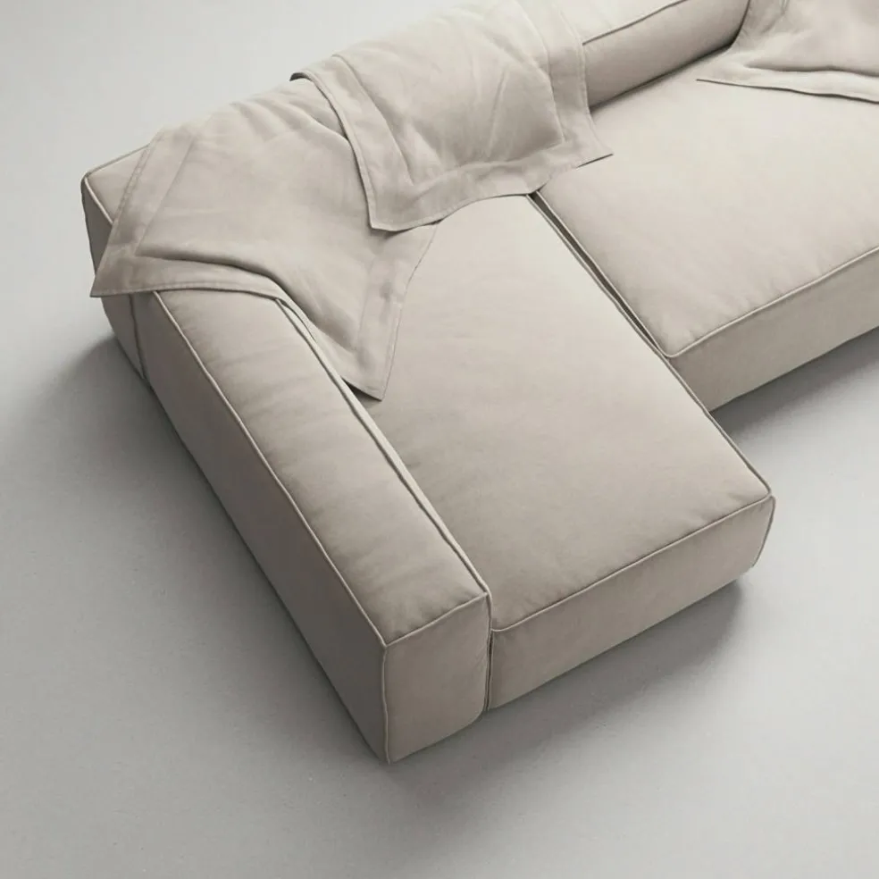 Grand 3-Sitssoffa Divan Vänster Minetyg, Sandshell Beige