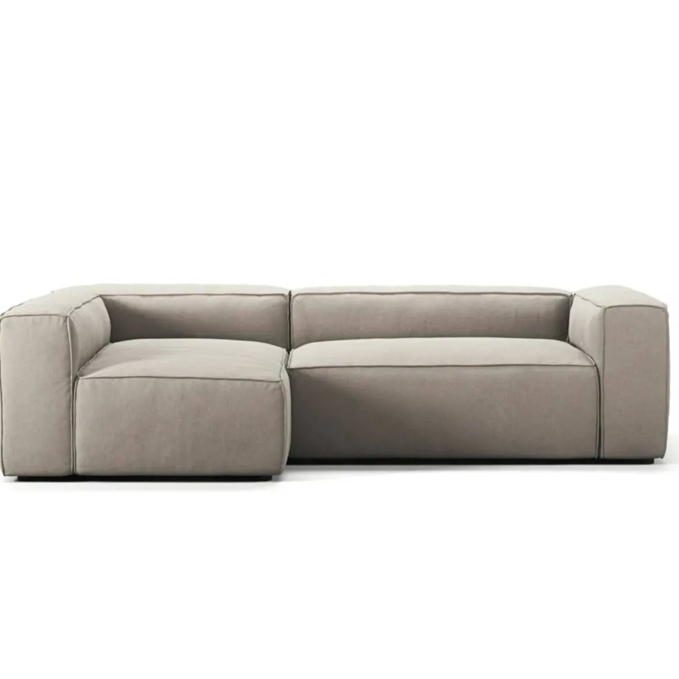 Grand 3-Sitssoffa Divan Vänster Minetyg, Sandshell Beige