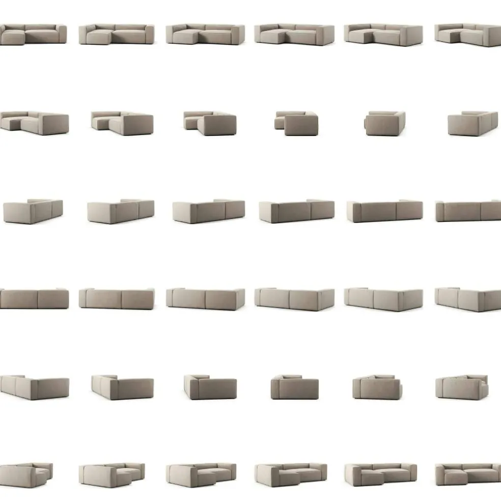 Grand 3-Sitssoffa Divan Vänster Minetyg, Sandshell Beige