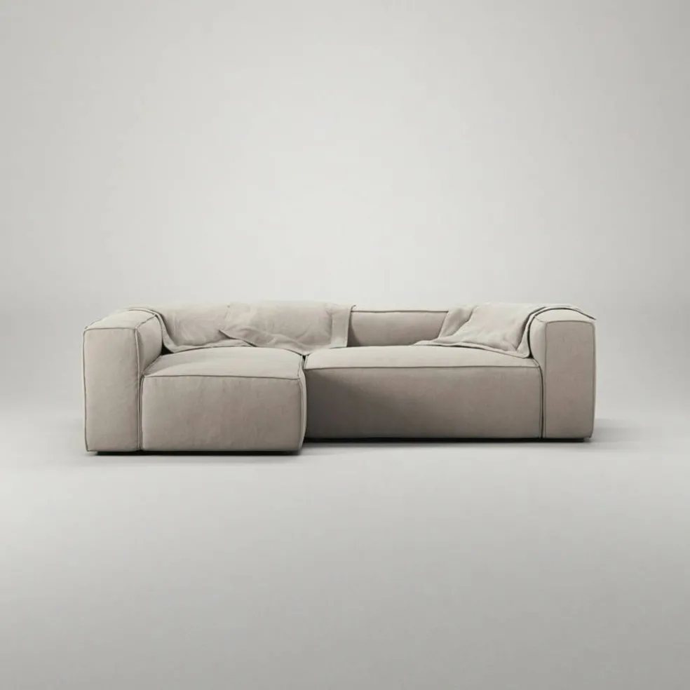 Grand 3-Sitssoffa Divan Vänster Minetyg, Sandshell Beige