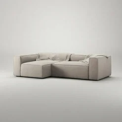Grand 3-Sitssoffa Divan Vänster Minetyg, Sandshell Beige