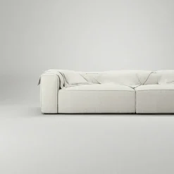 Grand 3-Sitssoffa öppet avslut Höger Bouclétyg, Steam White