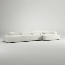 Grand 5-Sitssoffa öppet avslut Vänster Bouclétyg, Steam White