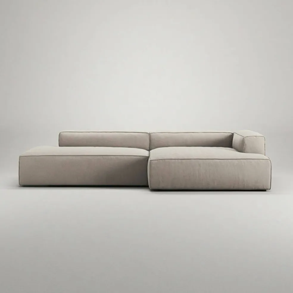 Grand 2,5-Sitssoffa öppet avslut Vänster Minetyg, Sandshell Beige