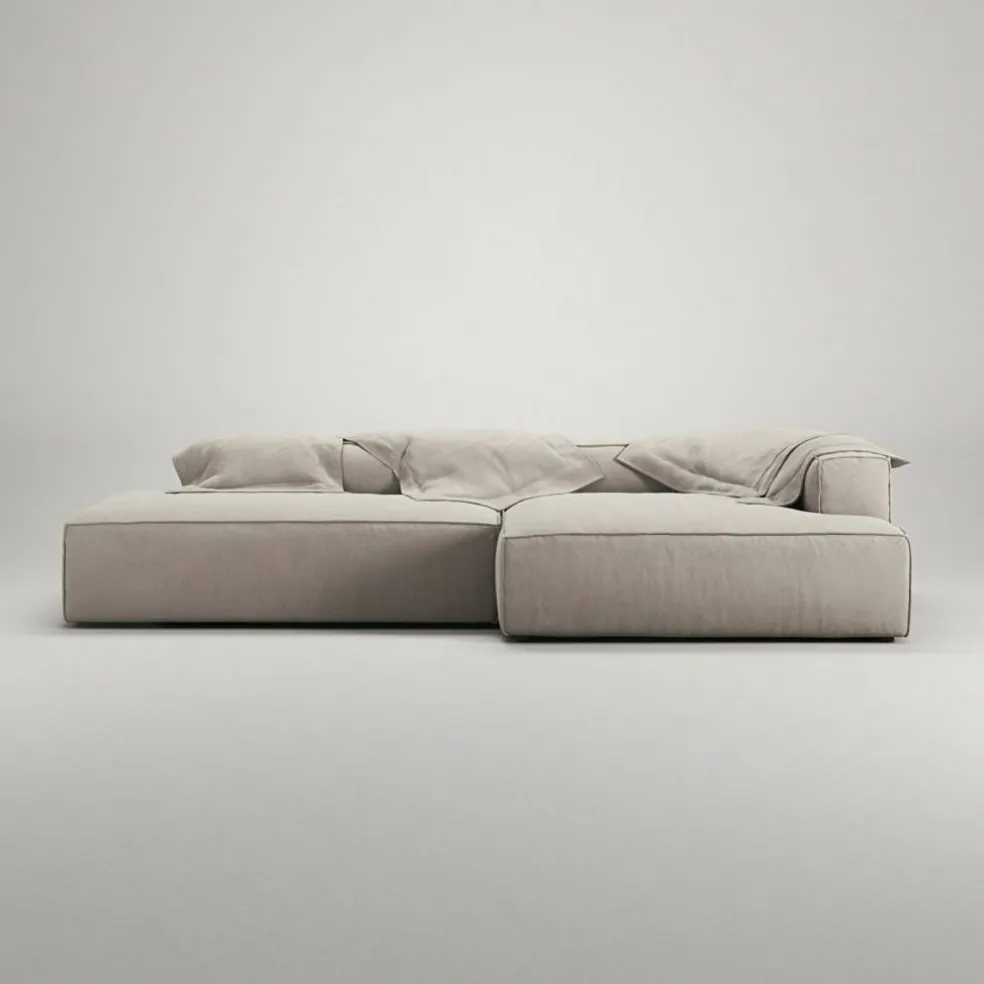 Grand 2,5-Sitssoffa öppet avslut Vänster Minetyg, Sandshell Beige