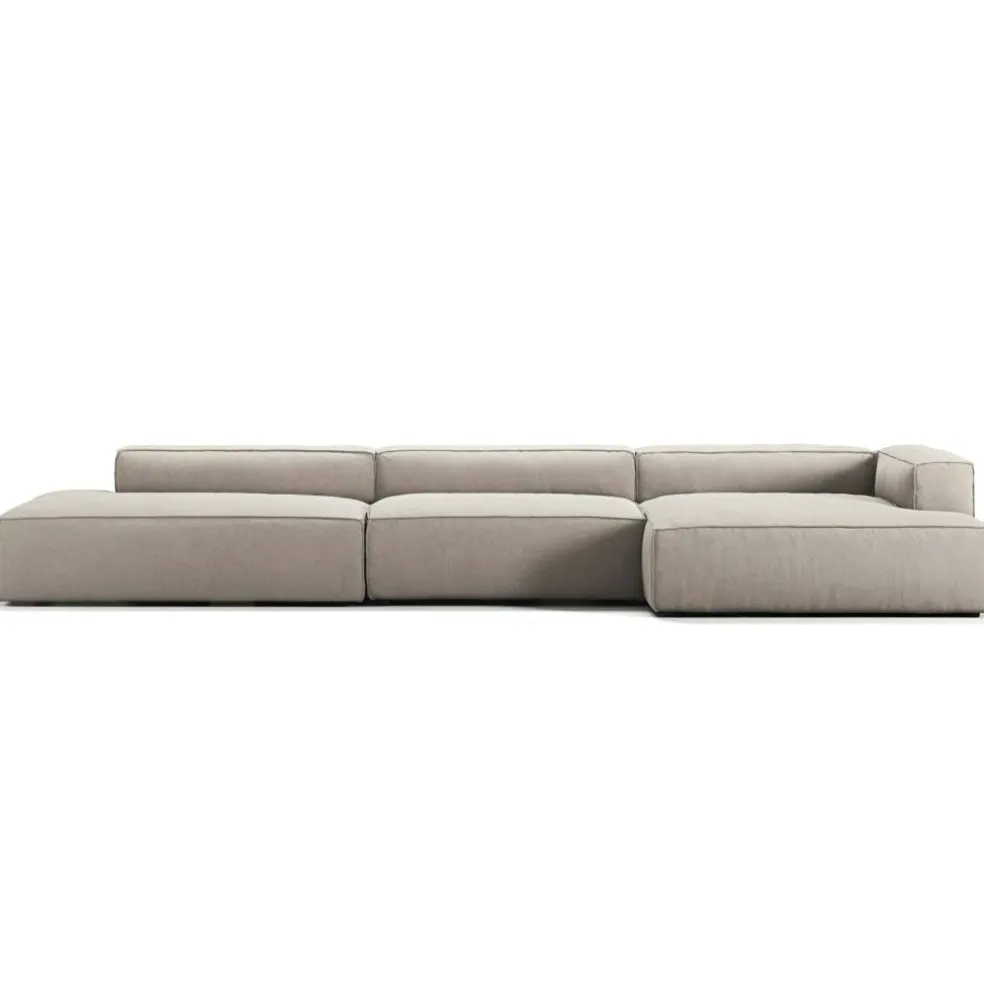 Grand 5-Sitssoffa öppet avslut Vänster Minetyg, Sandshell Beige