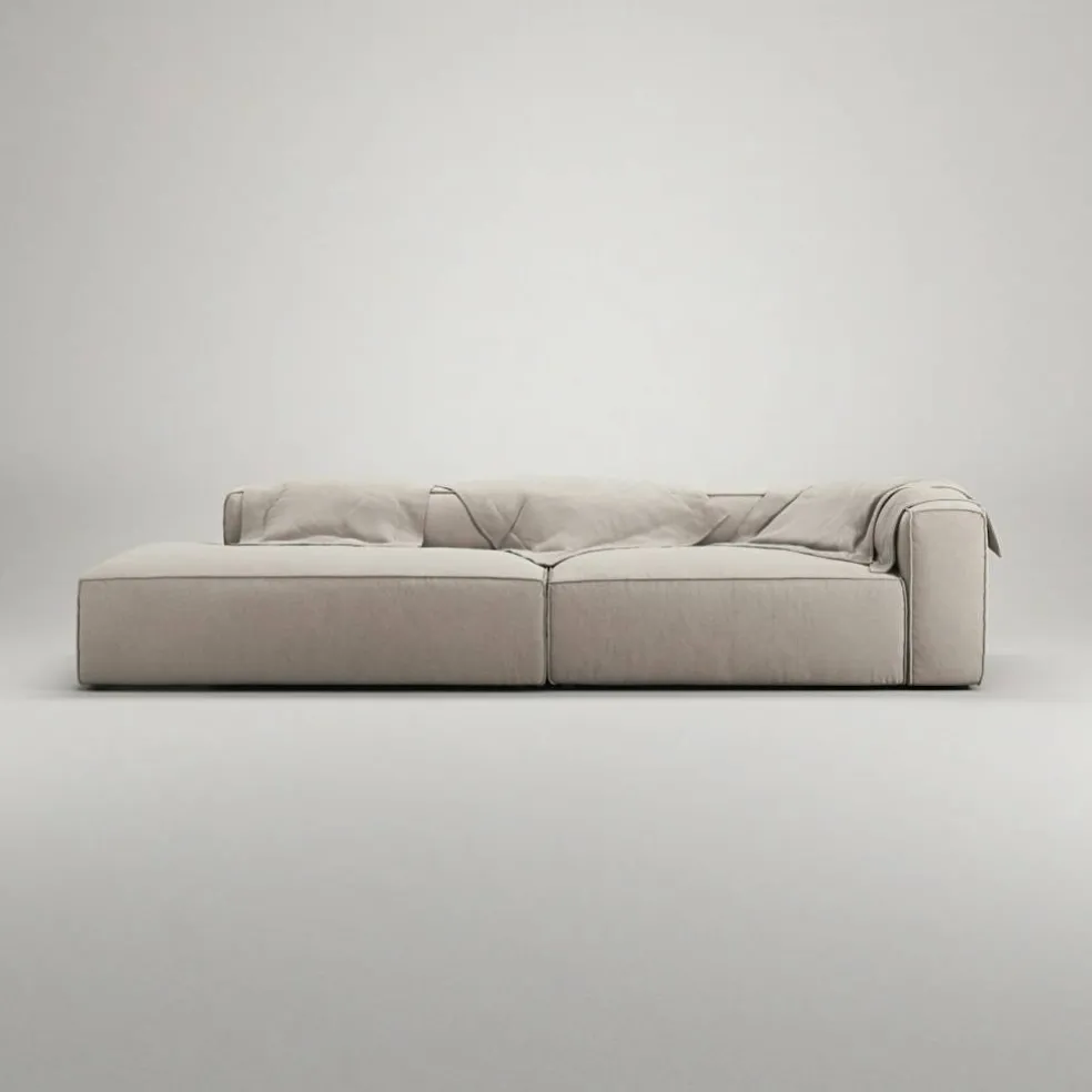 Grand 3-Sitssoffa öppet avslut Vänster Minetyg, Sandshell Beige