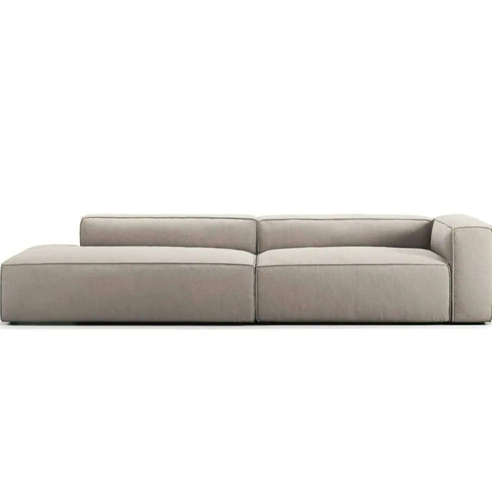 Grand 3-Sitssoffa öppet avslut Vänster Minetyg, Sandshell Beige