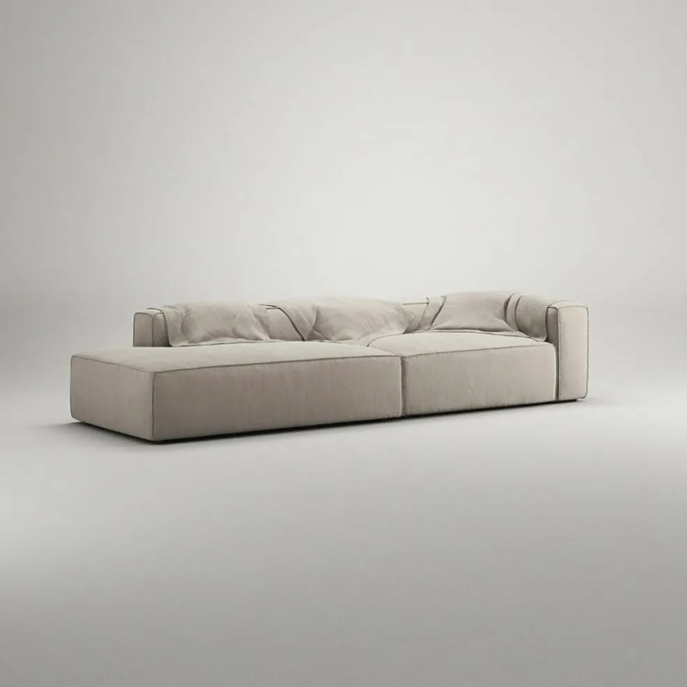Grand 3-Sitssoffa öppet avslut Vänster Minetyg, Sandshell Beige