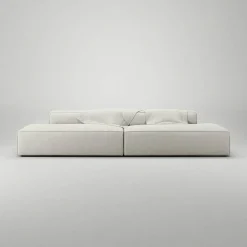 Grand 4-Sitssoffa öppna avslut Minetyg, Moon White