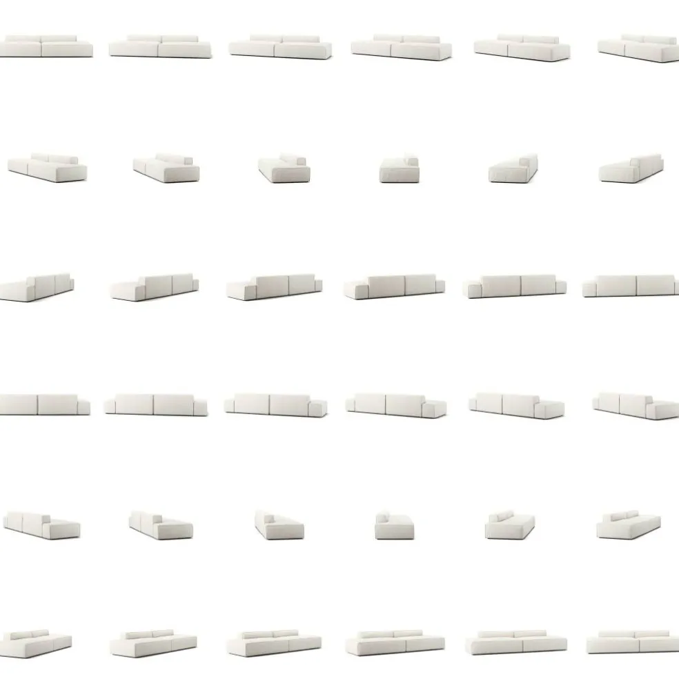 Grand 4-Sitssoffa öppna avslut Bouclétyg, Steam White