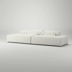 Grand 4-Sitssoffa öppna avslut Bouclétyg, Steam White