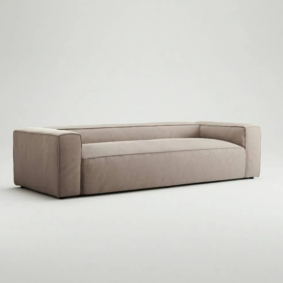 Grand 3-Sitssoffa Sammet, Dusk Beige