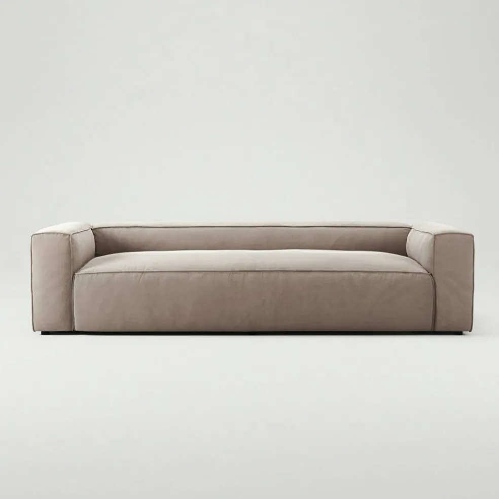 Grand 3-Sitssoffa Sammet, Dusk Beige