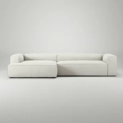 Grand 4-Sitssoffa schäslong Vänster Bouclétyg, Steam White