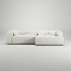 Grand 3-Sitssoffa schäslong Höger Bouclétyg, Steam White
