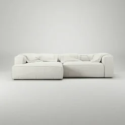 Grand 3-Sitssoffa schäslong Vänster Bouclétyg, Steam White