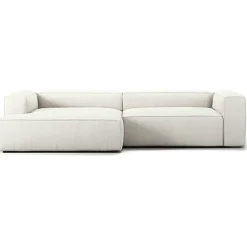 Grand 3-Sitssoffa schäslong Vänster Bouclétyg, Steam White