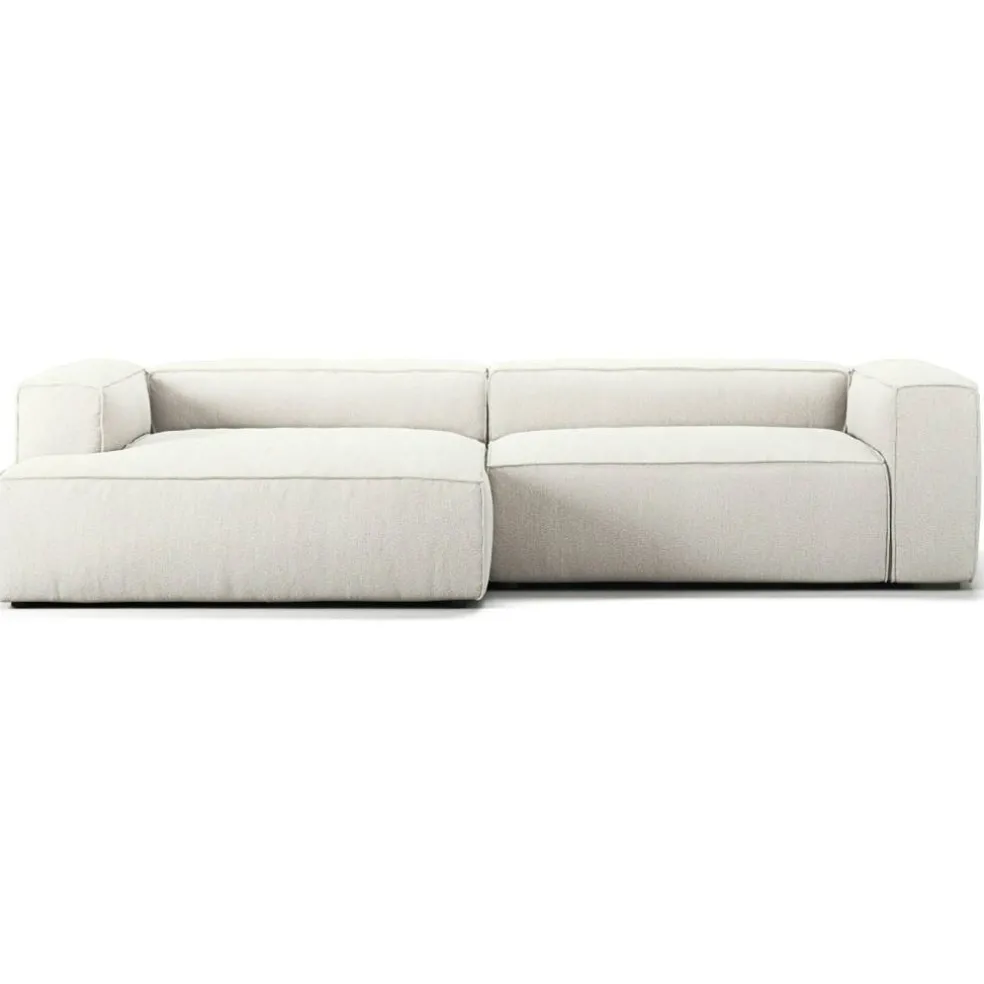Grand 3-Sitssoffa schäslong Vänster Bouclétyg, Steam White