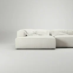 Grand 3-Sitssoffa schäslong Vänster Bouclétyg, Steam White