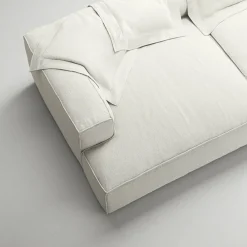 Grand 3-Sitssoffa schäslong Vänster Bouclétyg, Steam White