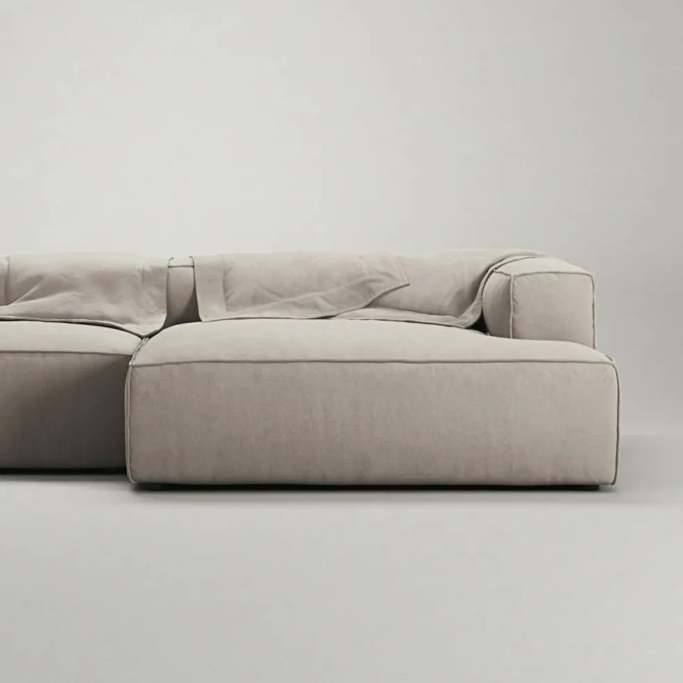 Grand 4-Sitssoffa schäslong Höger Minetyg, Sandshell Beige