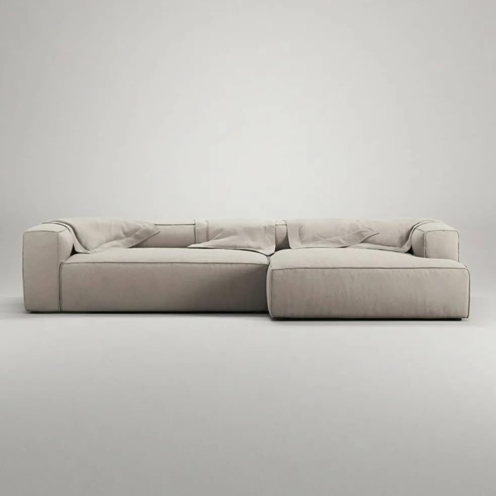 Grand 4-Sitssoffa schäslong Höger Minetyg, Sandshell Beige
