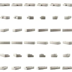 Grand 3-Sitssoffa schäslong Vänster Minetyg, Moon White