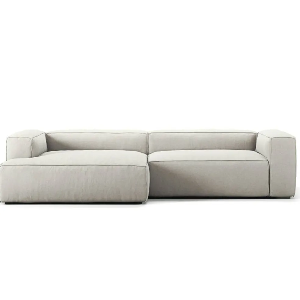 Grand 3-Sitssoffa schäslong Vänster Minetyg, Moon White