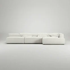 Grand 5-Sitssoffa schäslong Höger Bouclétyg, Steam White