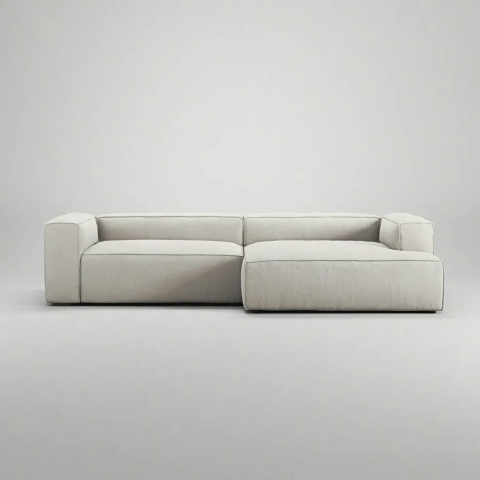 Grand 3-Sitssoffa schäslong Höger Minetyg, Moon White